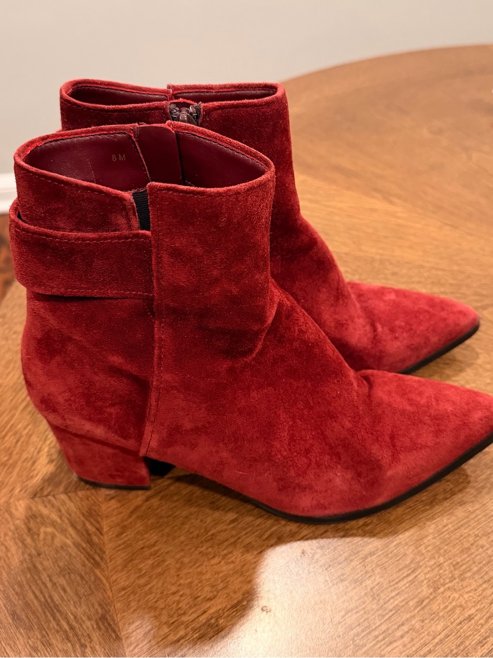 Vaneli Women's Red Suede Ankle Boots - Size 8M - LIKE NEW